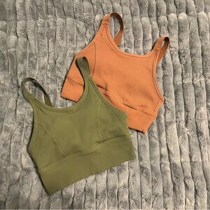 Aerie Sports Bras in Olive Green and Rust Orange S